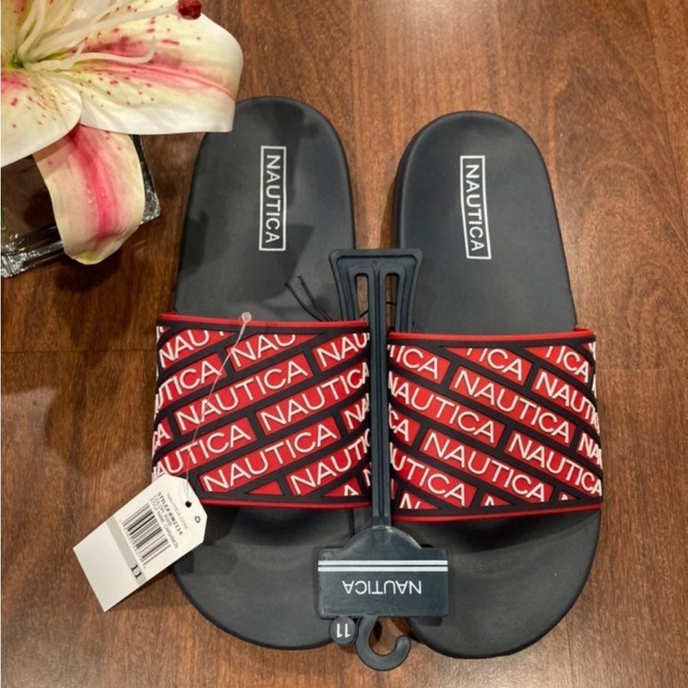 Nautica Red Slide Sandals